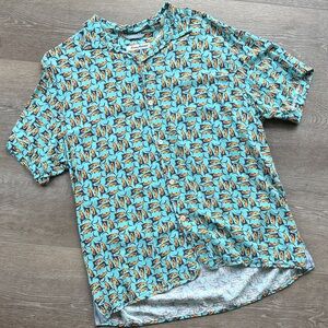 Tommy Bahama Turquoise and Orange Patterned Shirt